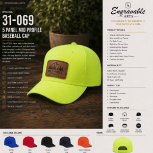 5 Panel Mid Profile Baseball Cap 31-069