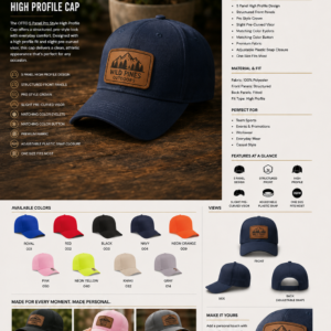 5 Panel Pro Style High Profile Caps