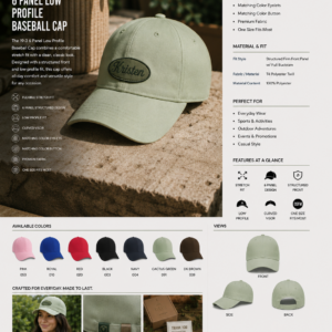 6 Panel Low Profile Baseball Cap 19-3