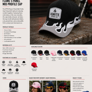 Flame 5 Panel Mid Profile Cap