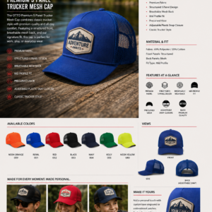 Premium 5 Panel Trucker Mesh Cap