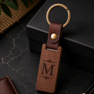 Custom-Engraved Leatherwood Keychain