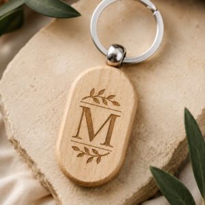 Custom laser-engraved Wood Keychains