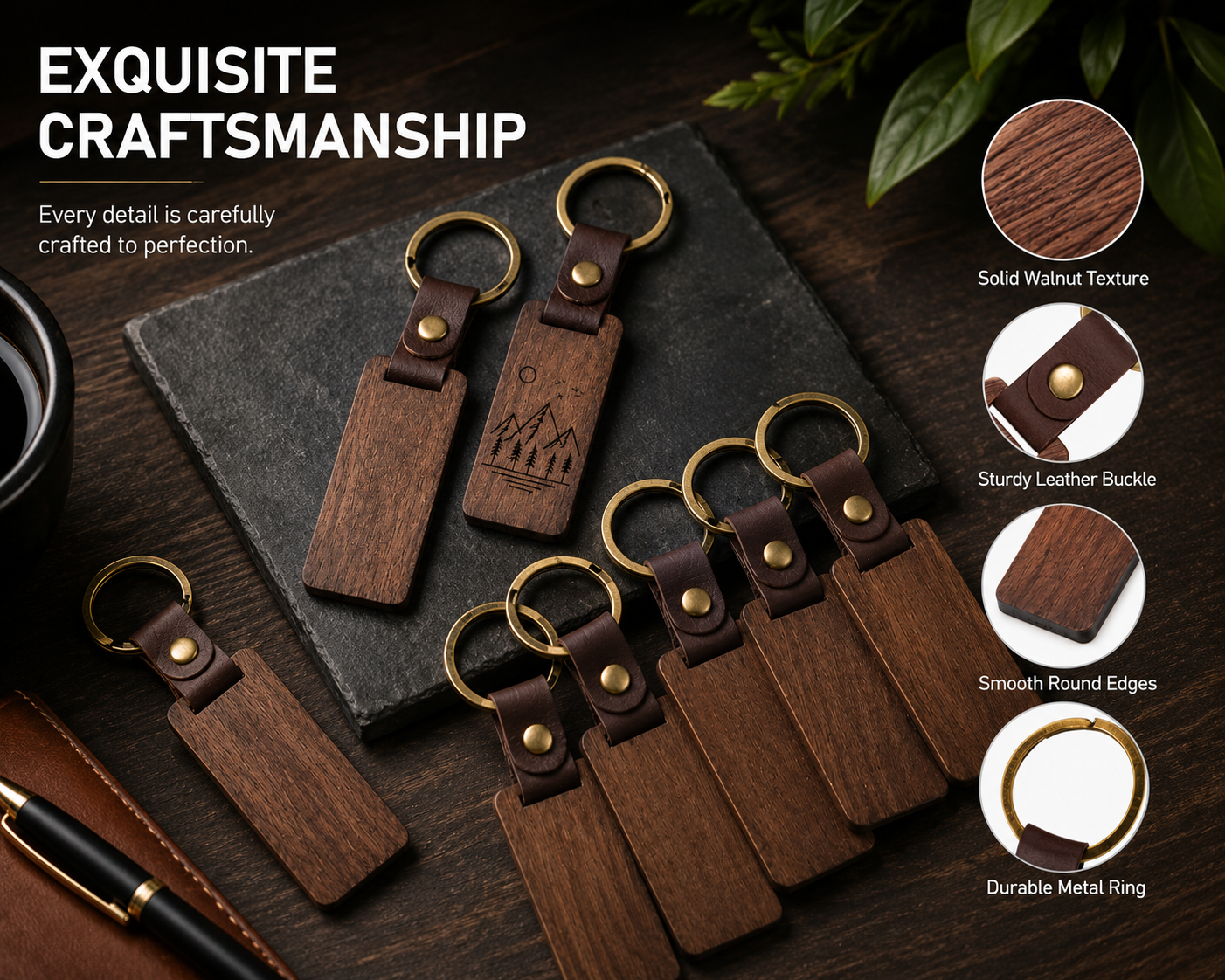 Custom-Engraved Leatherwood Keychain - Image 2