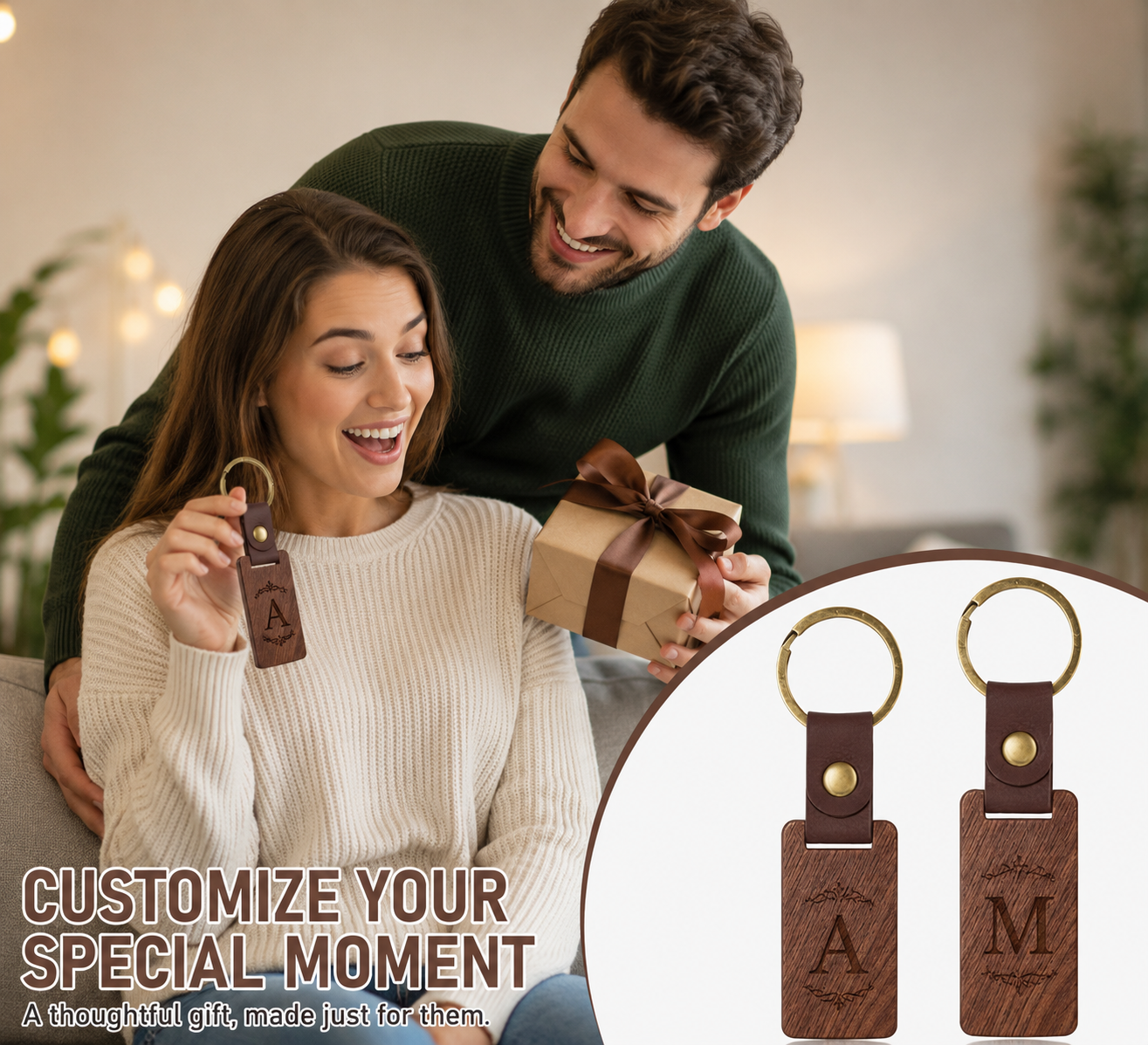 Custom-Engraved Leatherwood Keychain - Image 5